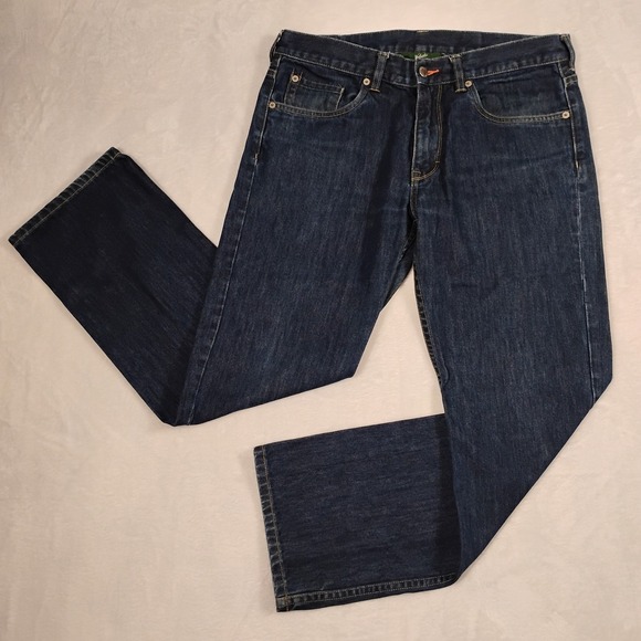 Woolrich Jeans Mens 32 Inseam 30 Blue Denim Dark Straight‎ Leg High Rise Pants - Picture 1 of 7